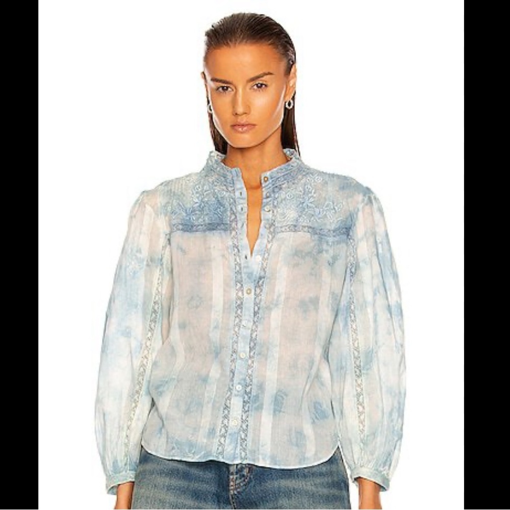 LoveShackFancy Medium blue tie dyed rhonda top